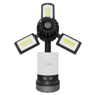 Porodo 3 in 1 Ambient Light-Lamp- Cooling Fan With 4 Light Modes - Black